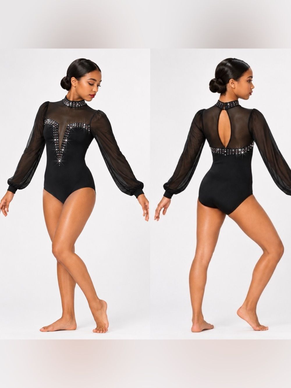 WEISSMAN Ivy Sky Dance Costume illusion black Swarovski MT12008 MC-Medium child